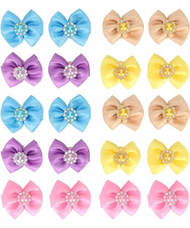 Agatige 20Pcs Dog Bows Small Dog Topknots Dog Hair Bows Dog Assesoriess Dog Bows Grooming with Rubber Band Puppy Hair Bows Cute Pet Small Hair Bowknot Grooming Accessories - Buy Online on SooperMarket.com