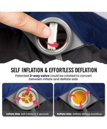 Hikenture Self Inflating Camping Pillow - Ergonomic 3D Support, Portable & Compressible Travel Pillow for Sleeping - Blue - Buy Online on SooperMarket.com