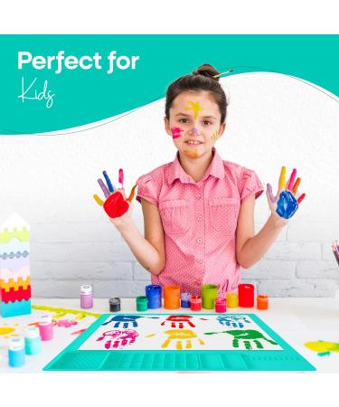 Large Silicone Crafts Painting Mat with Cup | Washable & Nonstick Artist Mat | Pink 23.8x15.7 Inch - Buy Online on SooperMarket.com