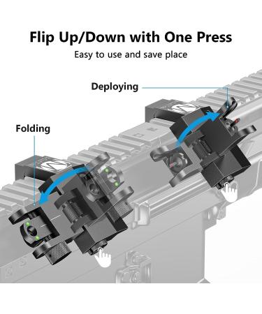 MidTen R2 45 Degree Offset Flip Up Iron Sight Set for Picatinny Rail - Buy Online on SooperMarket.com