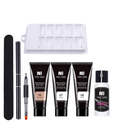 Fast nail extension poly gel nail gel polygel starter set - thickening and advanced gel for acrylic nails nail art for technician starter diy salon kit unit size # 05