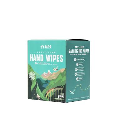BAR-D Antibacterial Hand Wipes with Essential Oils - 60 Wipes, Peppermint, Tea Tree Oil, Aloe Vera, Travel Size Sanitizing Hand Wipes - Disinfecting and Smelling Great - Buy Online on SooperMarket.com