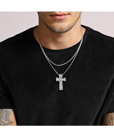 U7 Women's Cremation Urn Necklace - Celtic Knot Dog Feet Wings & Crucifix - Stainless Steel Cylinder Pendant - Fire Burial Jewelry - Buy Online on SooperMarket.com