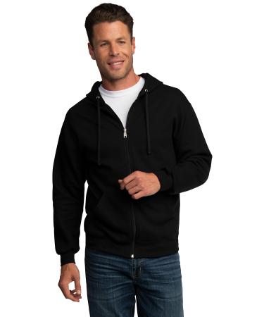 Fruit of the Loom Eversoft Fleece Hoodies, Pullover & Full Zip, Moisture Wicking & Breathable, Sizes S-4X Full Zip Large Full Zip - Black