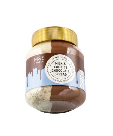 M&S Milk & Cookies Chocolate Spread Milk & White Chocolate Spread with Cookie Pieces Vegetarian 400g