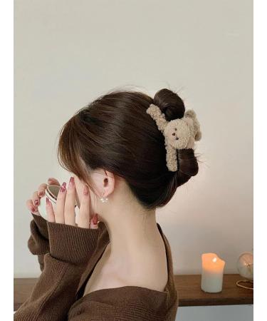 3 Pcs 4.72 Inch Large Plush Bear Hair Claw Clips - Cute & Strong Hold Hairpins for Women and Girls - Stylish Hair Accessories for Thick and Thin Hair - Buy Online on SooperMarket.com