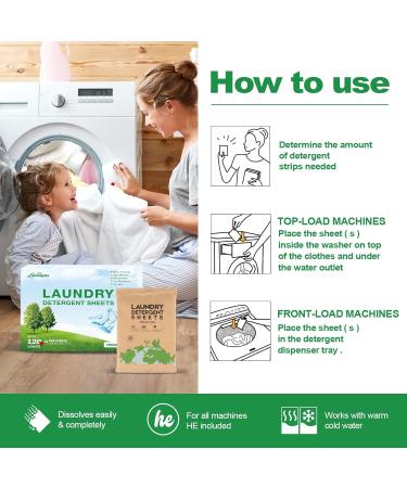 Eco-Friendly Laundry Detergent Sheets - Hypoallergenic Ultra-Concentrated Travel-Ready | Natural Fresh Linen Scent (120 Loads 60 Sheets - Buy Online on SooperMarket.com
