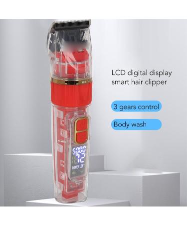 Dekaim Men's Hair Clipper Cordless Beard Trimmer Clippers Professional Hair Trimmer Haircutt Kit IPX7 Waterproof Transparent USB Rechargeable Electronic Hair Cutter (Red) - Buy Online on SooperMarket.com