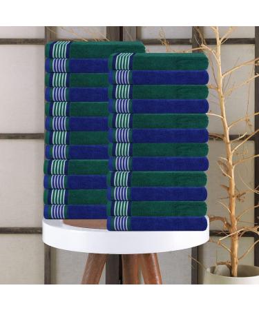 CASA COPENHAGEN 550 GSM 12x12 Inches Washcloths Towels Set of 24 - Super Soft Egyptian Cotton Towels for Bathroom & Kitchen in Wimbledon Blue and Green - Buy Online on SooperMarket.com