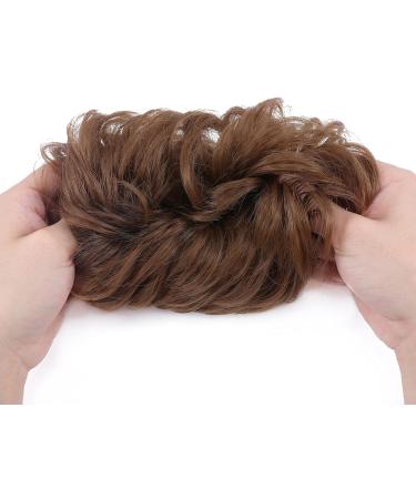 Thick Messy Curly Hair Bun Extension Scrunchie - Synthetic Updo Hairpiece for Women/Girls, Light Brown/Light Brown - 45g - Buy Online on SooperMarket.com