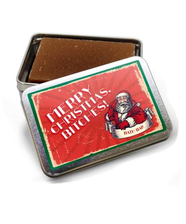 Gears Out Merry Christmas Btches Bath Bar - Funny Retro Santa Design - Novelty Bath Soap for Women - Chocolate Soap Handcrafted Made in the USA