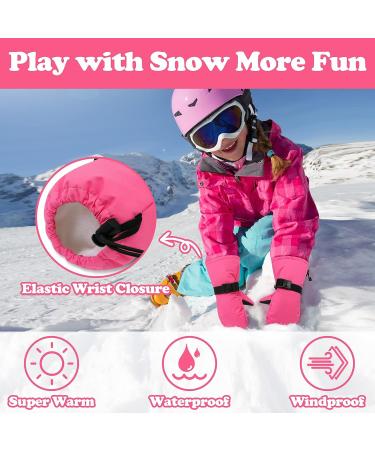 Sarfel Waterproof Toddler Mittens | Kids Snow Gloves for Baby Winter | 2-3 Years | Hot Pink - Buy Online on SooperMarket.com