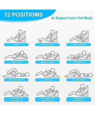 Howhom Adjustable Memory Foam Bed Wedge Pillow - Orthopedic Incline Cushion for Snoring, Allergies, Reading, Sleeping, Acid Reflux - Reduce Neck and Back Pain - Grey - Buy Online on SooperMarket.com