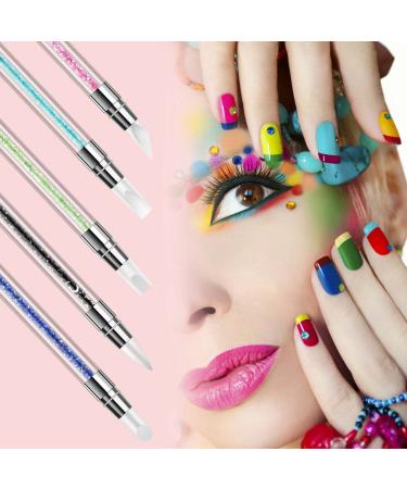 5Pcs Dual Tipped Nail Sculpture Pen with Silicone Rubber Tip - Nail Art Tool for Rhinestone & Polish Carving - Buy Online on SooperMarket.com