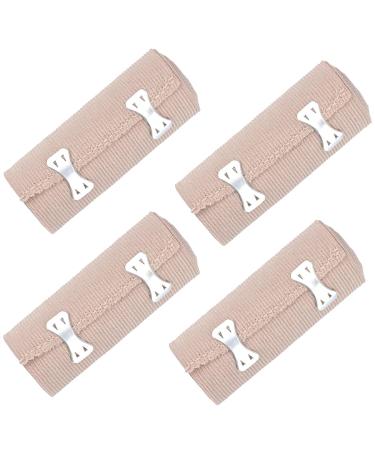 4Pcs Elastic Bandages Wrap Hand Compression Roll Sports Supplies Training with Extra Metal Clips for Leg Arm Ankle Beige (10cmx4.5m)