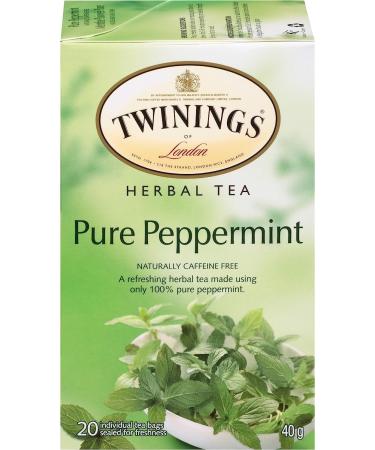 Twinings Pure Peppermint Herbal Revive Individually Wrapped Tea Bags | Naturally Caffeine-Free | 20 Count (Pack of 6) | Enjoy Hot or Iced Peppermint 20 Count (Pack of 6) - Buy Online on SooperMarket.com