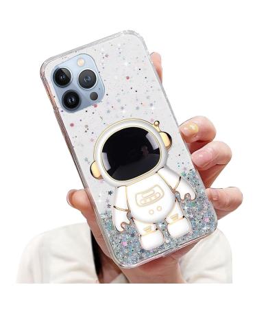 Tivenfezk Nadoli for iPhone 11 Pro Max astronaut Hidden Stand Shell caricature glitter stand soft silicone bling transparent protective cover iphone 11 pro max clear