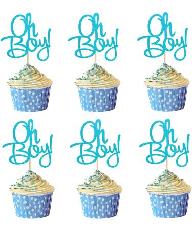 ALISSAR 24-Pack Glitter Blue Oh Boy Cupcake Toppers Cupcake Topper Picks for It'a A Boy Baby Shower Party Decoration Supplies - Buy Online on SooperMarket.com