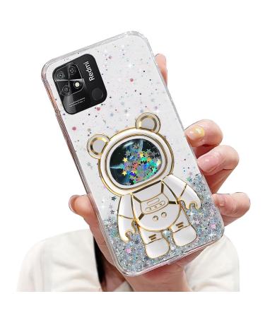 Tivenfezk Nadoli for Xiaomi Redmi 10c Treibsand B r Astronaut Hidden Stand Shell caricature glitter astronaut stand soft silicone bling cell phone case transparent protective cover xiaomi redmi 10c clear