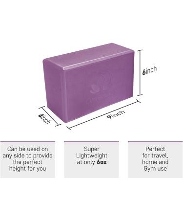 Clever Yoga 2 Pack Blocks and Strap Set - Lightweight High Density Foam Blocks (9x6x4 Inches) & 8FT Cotton Strap for Yoga Beginners - Purple - Buy Online on SooperMarket.com