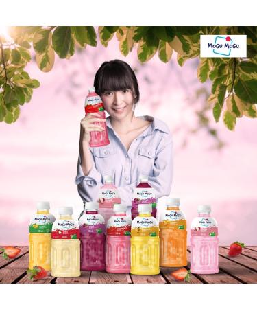 Mogu Mogu Strawberry Juice with 25% NATA De Coco | Energy Booster Drink | Full of Fruit Fibres | No Added Preservatives and Colours -300ml (Pack of 6) - Buy Online on SooperMarket.com