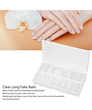 Clear Long Fake Nails Ultra Thin ABS Material DIY Full Cover False Artificial Nail with Multiple Sizes Suitable for Acrylic Dip Powder Gel Nail Polish for Halloween Christmas - Buy Online on SooperMarket.com