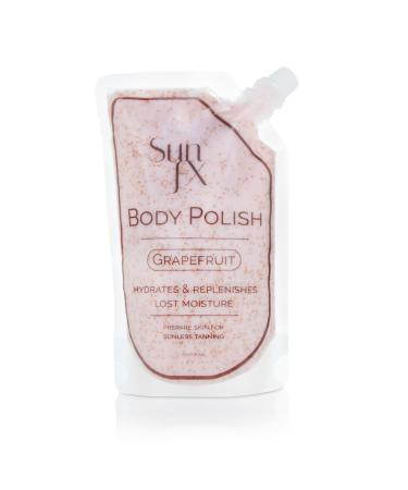 SunFX Grapefruit Body Polish Pre-Spray Tan Ultra Hydrating Exfoliating Nourishing Walnut Scrub for Smooth Radiant Skin 250ml/8.4floz