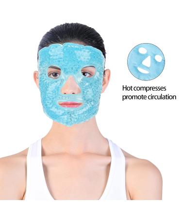 Reusable Gel Beads Face Eye Mask | Hot & Cold Compress for Puffy Eyes Dark Circles Relief | Stress & Migraine Relief Spa Mask (Blue - Buy Online on SooperMarket.com