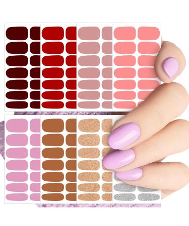 JSRQT Nail Polish Stickers Full Nail Wraps Glitter Nail Art Polish Decals Tips with Nail File Self-Adhesive Nail Stickers Shine Full Wraps Nail Stickers Decals DIY Nail Art Decoration for Women Girls
