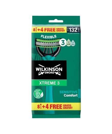 Wilkinson Sword Xtreme 3 Sensitive Disposable Razor for Men 8+4