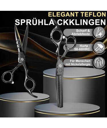 Purple Dragon Hairdressing Scissors Set 5.5 Inch Black Hair Cutting Scissors Set (Hair Scissors & Thinning Scissors) with 2 Combs Hair Beard Trimming Shaping Care for Men Women Family Barber - Buy Online on SooperMarket.com
