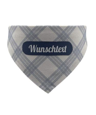 Printplanet - Dog Halen with name or text - Neck towel for dogs - Layout caromatic pattern white -blue - size S size s check pattern white -blue