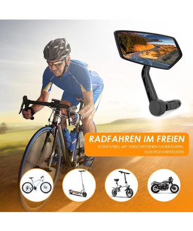 Arkham Bike Mirror - HD Real Glass Extra Large Left Handlebar (15-20mm) for E-Bikes - Premium Square Bicycle Back Mirror - Buy Online on SooperMarket.com