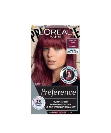 L'Or al Paris Permanent Hair Colour Long-Lasting Shine and Intense Colour For up to 8 Weeks Preference Vivids (Colorista) Violet 5.26 x1 pack 5.26 VIOLET ENG