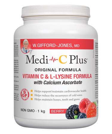 Preferred Nutrition Medi C Plus Lysine Berry with Calcium Powder Vitamin C & L- Lysine Formula (1KG)