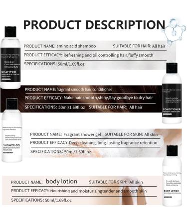 EONFAVE Shampoo Conditioner Body Wash Set - Amino Acid Skin Care Set Travel - Portable Fluffy Shampoo Long Lasting Body Wash - Nourishing Body Lotion for Travel - Buy Online on SooperMarket.com