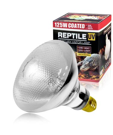 Lucky herp uva UVB thermal lamp Terrarium 125W reptiles uva uvb lamp terrarium E27 UV basking spot lamp for turtle bearded dragon lizard and much more UVB heat lamp 125W