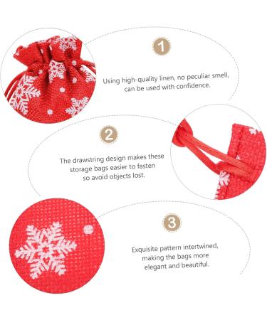 KOMBIUDA 10pcs Snowflake Burlap Bag Christmas Holiday Pouch Candy Storage Holder Drawstring Bag 14X10X0.3CM Red - Buy Online on SooperMarket.com