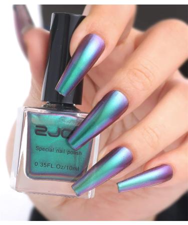 EONFAVE Holographic Nail Varnish - Chrome Nail Polish - White Shimmer Glitter Polish -Holographic Nail Varnish - Non Toxic Water Based Formula Glitter Nail Varnish - Long Lasting Women Girl Holographic Sliver