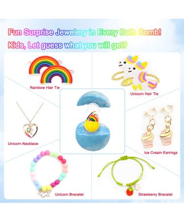 Panspace Unicorn Bath Bombs for Girls | 6 Organic Bath Bombs Gift Set with Jewelry Inside | Handmade Bubble Bath Fizz Ball Kit for Kids | Surprise Toys for Girls Birthday & Christmas - Buy Online on SooperMarket.com
