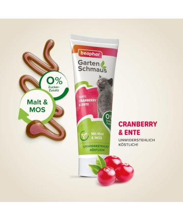 BEAPHAR Garden Feast Paste for Cats - Energy Supply with Cranberry Duck Malt & MOS - 100g - 0% Added Sugar - International Shipping Available - Buy Online on SooperMarket.com