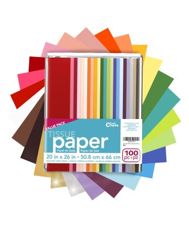 Craft Craze 100 Sheets (20 x 26) 25 Assorted Colors Premium Quality Tissue Paper for Gift Wrapping  Arts & Crafts  Packing and Decorations (1-Pack) 1 1 Pack