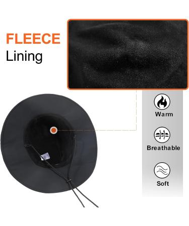 Womens Waterproof Bucket Hat with Fleece Lining | UPF50+ Outdoor Adventure Rain Cap - Black - Buy Online on SooperMarket.com