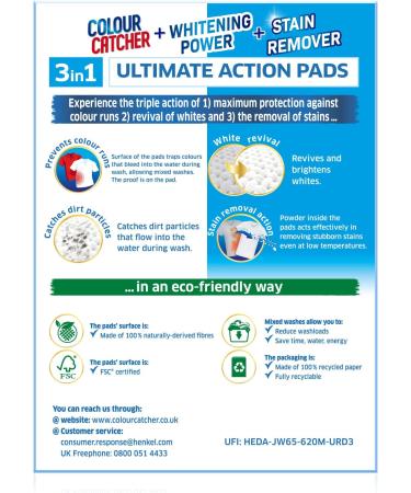 Enhanced Colour Catcher Whitening Power + Stain Remover 3 in 1 Ultimate Action Pads - 5 Pads - Buy Online on SooperMarket.com