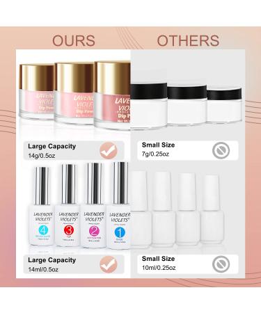 Lavender Violets 26PCS Dip Powder Nail Kit Starter - Red Solid Glitter Colors - Base Top Activator Brush Saver - Nail File Included - Buy Online on SooperMarket.com