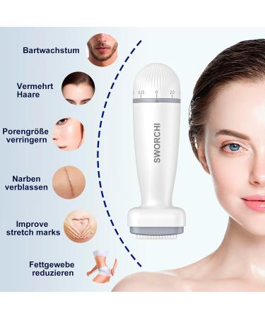Derma Stamp Adjustable Professional Microneedling Pen Derma Roller with 120 Real Needles Dermapen Microneedling Roller for Face Body Hair Dermastamp 0.5 1 1.5 2 mm for Women Men - Buy Online on SooperMarket.com