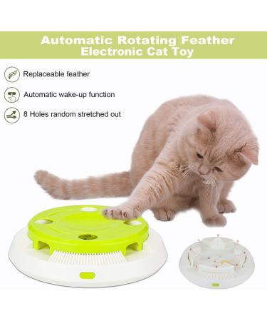 Pettom Interactive Cat Toy | Electric Butterfly Funny Exercise Toy for Kittens | Rotating Pop N Play Toy with Replacement Feathers | Green - Buy Online on SooperMarket.com