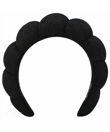Sponge Spa Headband for Washing Face Makeup Headbands for Women Girls Wash Spa Yoga Sports Shower Headbands Terry Towel Cloth Hair Band for Skincare Makeup Removal BLACK