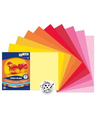 Tru-Ray Heavyweight Construction Paper  Warm Assorted Colors 12 x 18  50 Sheets (PAC102948) - Warm Color Assortment