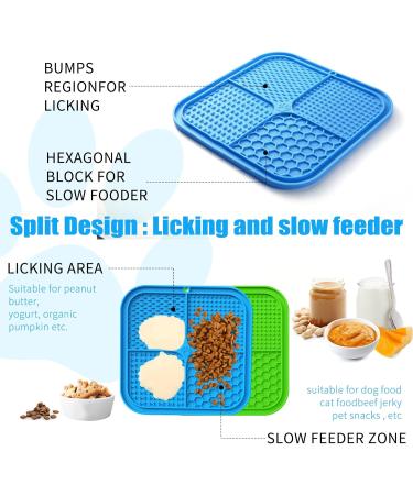 Licky Mats Slow Feeder for Dogs Premium Lick Pad with Suction Cups for Dog Anxiety Relief Slow Feeder Dog Bowls Bathing Grooming and Training 2 Pack (Blue Green) - Buy Online on SooperMarket.com